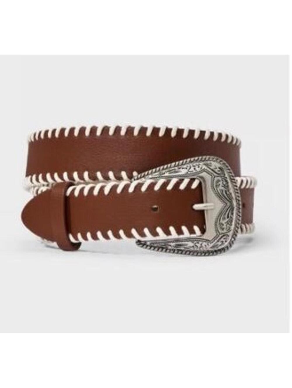 Western Belt - Wild Fable Brown L: Adjustable Strap, Buckle Closure, Solid
